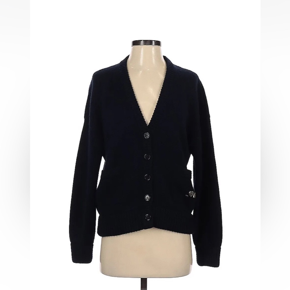 **SOLD** Saint Laurent Cashmere Cardigan Navy blue knit Small sweater $1690